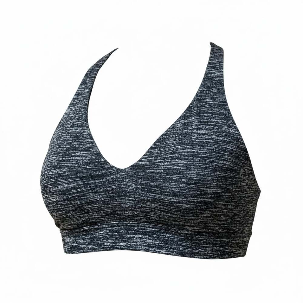 Victoria's Secret VSX Strappy-Back Plunge Sports Bra Black/Tornado Heather